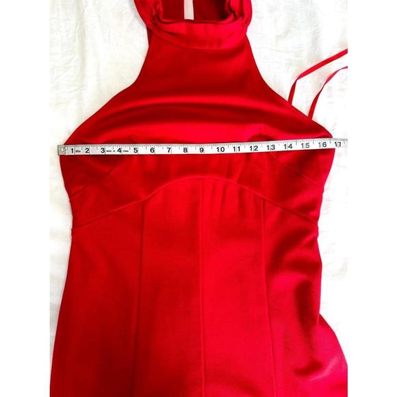 Maeve Anthropologie Halter Flounced Midi Dress Red Womens Size M Petite New - Picture 8 of 14